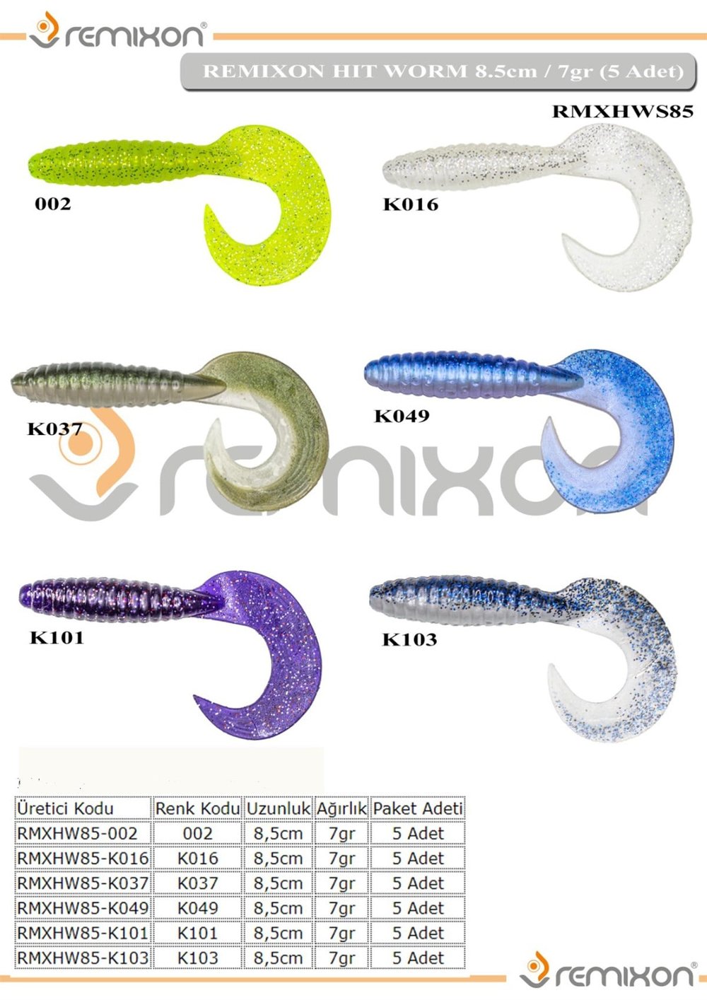 REMIXON HIT WORM 8,5CM ( 5 ADT ) 
