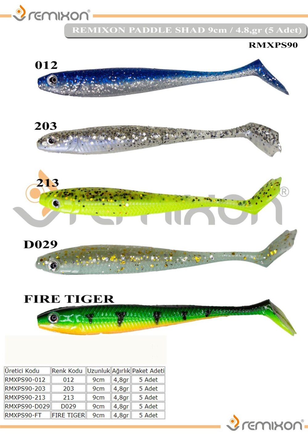 REMIXON PADDLE SHAD 9 CM ( 5 ADT )