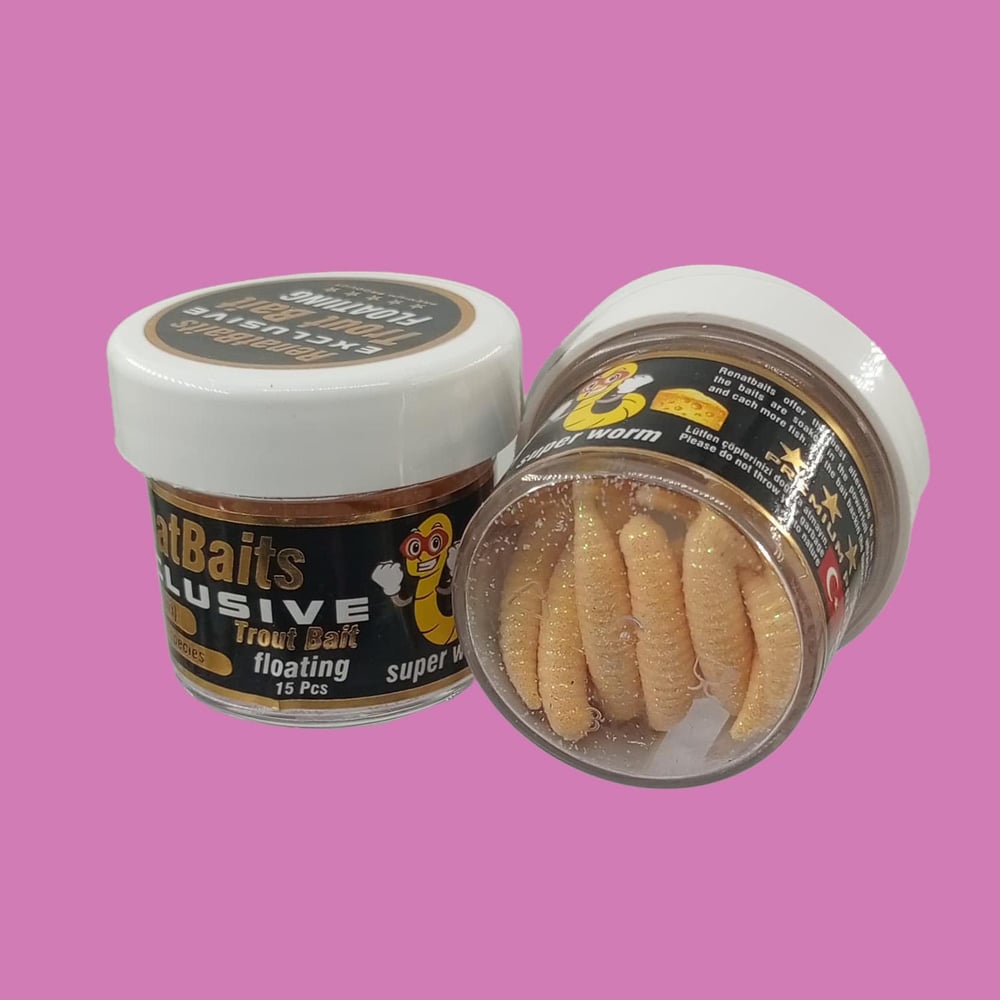 Renat Trout Bait Peynir Kokulu Silikon Kurtçuk Alabalık Yemi 15 Pcs - Krem Beyaz
