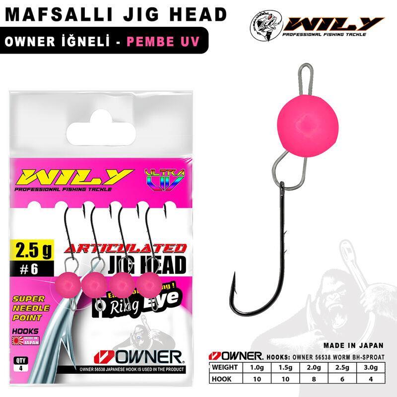Wily Jig Head Mafsallı Owner İğneli - Pembe 1,5 Gr