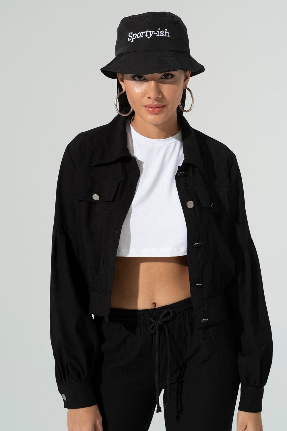 For You Accessories/Kadın Şapka For You Accessories For You Accesories Kadın Sporty-ish Nakıslı Safari Siyah Şapka 