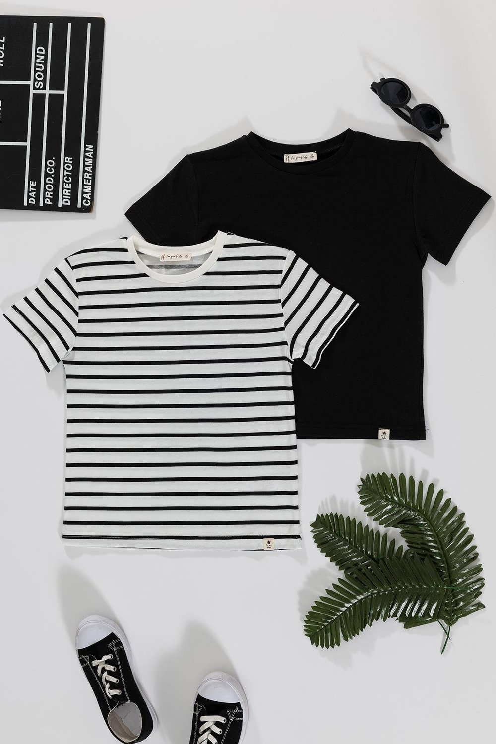 For You Kids 2'li Cizgili Siyah Tshirt For You Kids 2'li Cizgili Siyah Beyaz Tshirt