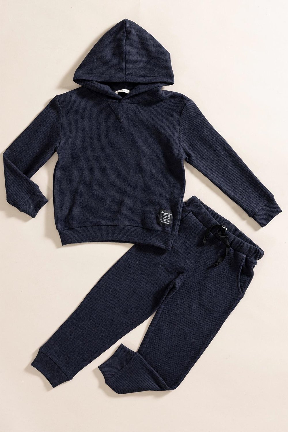 For You Kids 2'li Kapişonlu Lacivert Waffle Sweat Jogger Alt Üst Takım For You Kids 2'li Kapişonlu Lacivert Waffle Sweat Jogger Alt Üst Takım