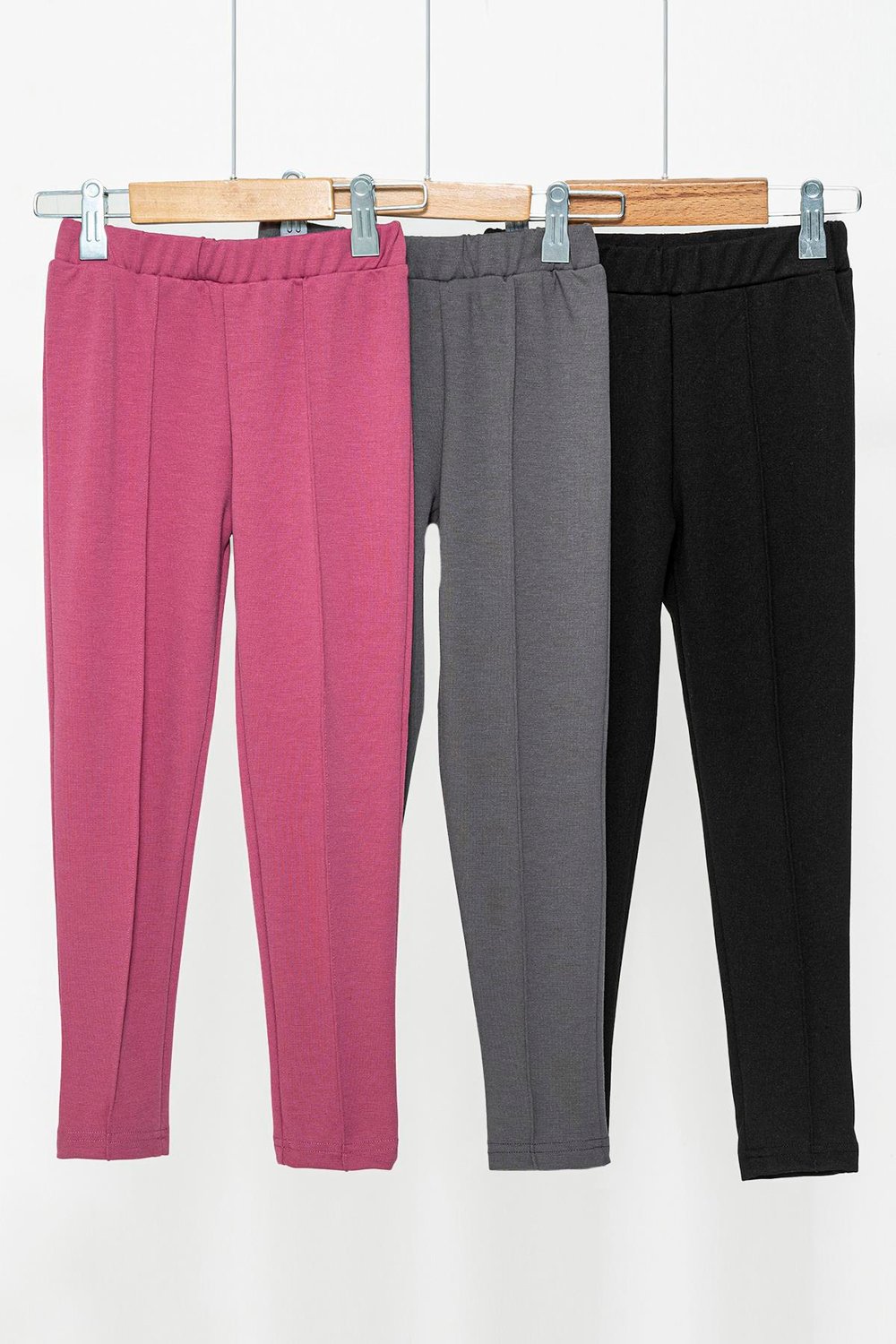 3'lü Çımalı Fuşya Gri Siyah Likralı İnterlok Tayt  For You Kids 3'lü Çımalı Fuşya Gri Siyah Likralı İnterlok Tayt 
