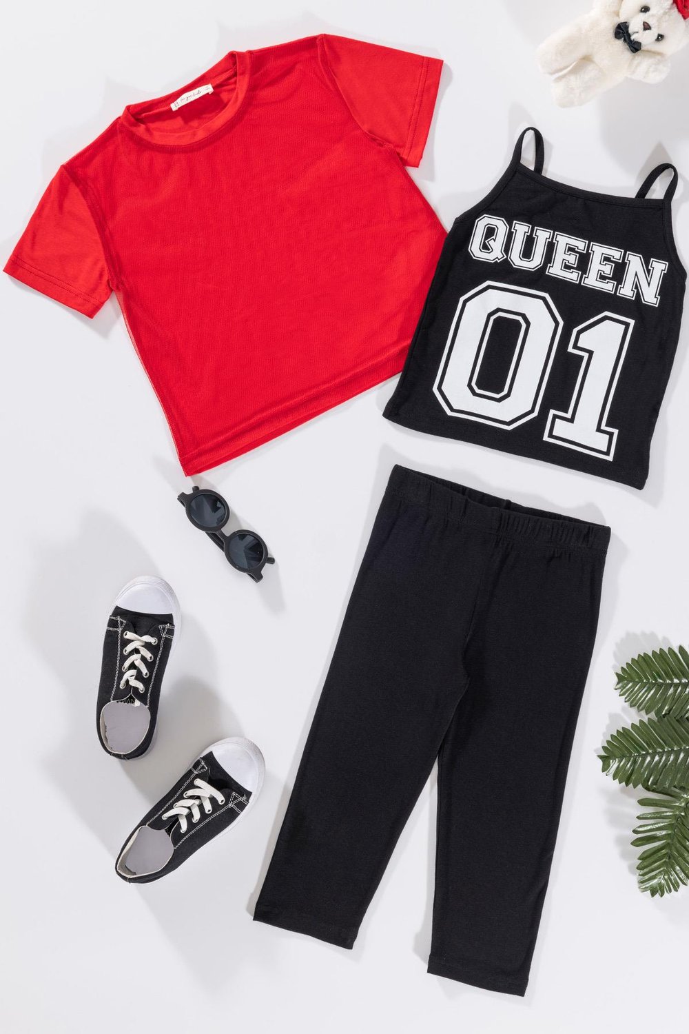 For You Kids 3'lü Queen Baskılı Tshirt Atlet Tayt Siyah Takım For You Kids 3'lü Queen Baskılı Tshirt Atlet Tayt Siyah Takım