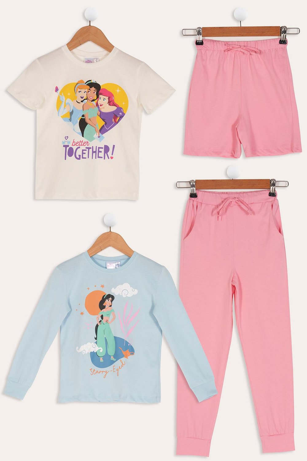 For You Kids 4'lü Disney Princess Baskılı Tshirt Şort Pantolon Takım For You Kids 4'lü Disney Princess Baskılı Tshirt Şort Pantolon Takım