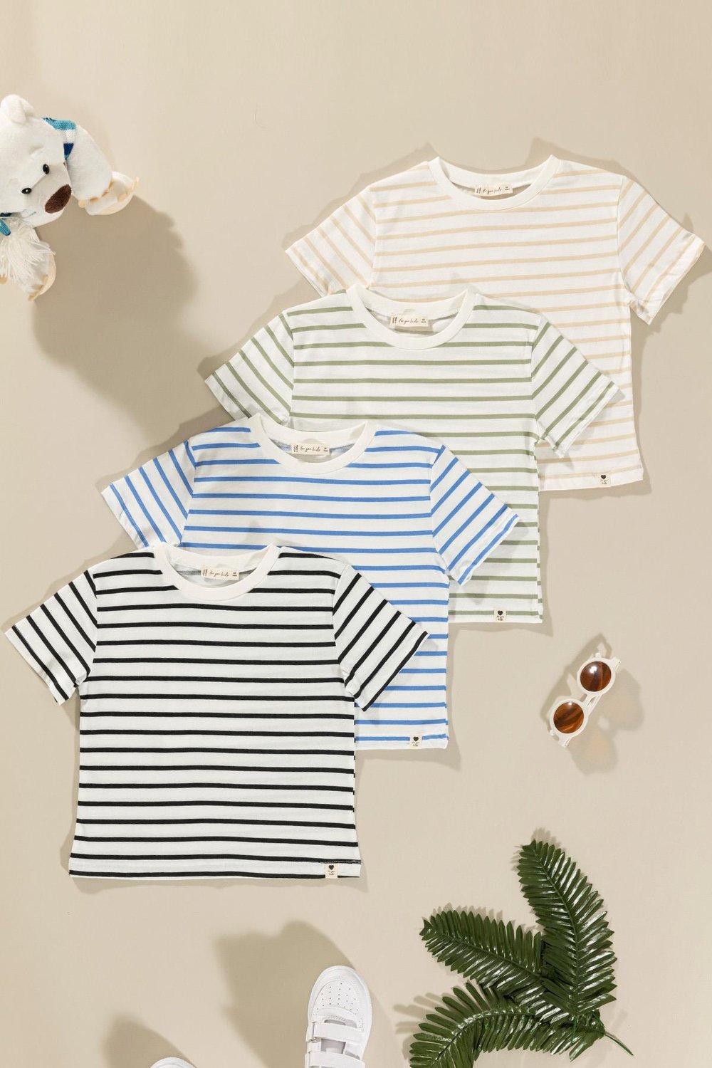 For You Kids 4'lü Yeşil Saks Siyah Taş Çizgili Tshirt For You Kids 4'lü Yeşil Saks Siyah Taş Çizgili Tshirt