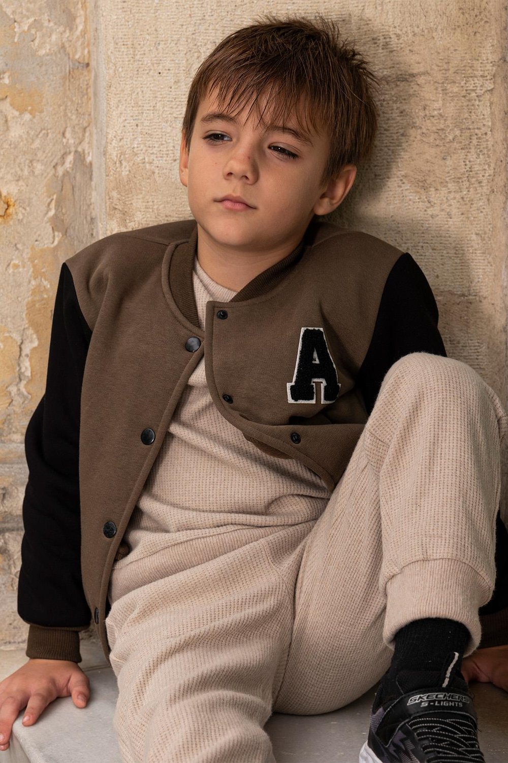 For You Kids A Nakışlı Kahverengi Bomber Kolej Ceket For You Kids A Nakışlı Kahverengi Bomber Kolej Ceket