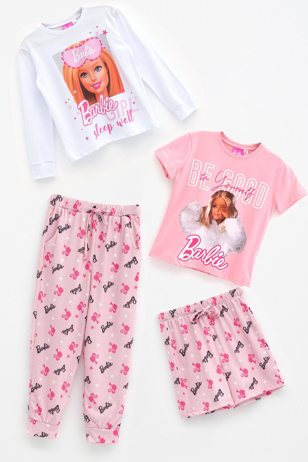 For You Kids Barbie 4'lü Tshirt Pembe Şort Pantolon Takım For You Kids Barbie 4'lü Tshirt Pembe Şort Pantolon Takım
