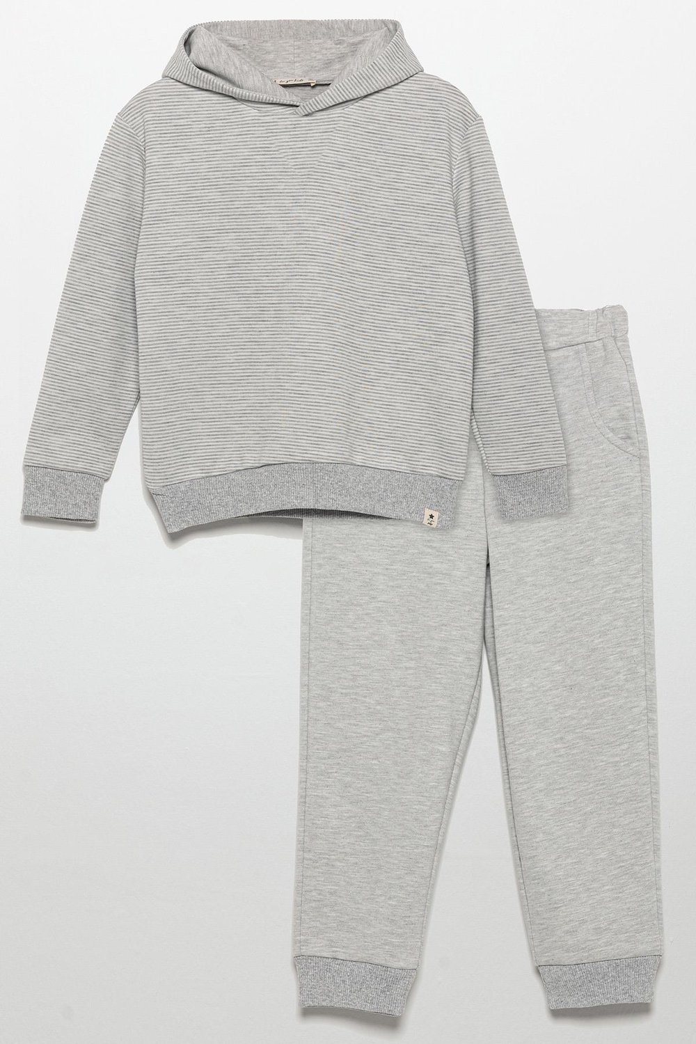 For You Kids Çizgili Kapişonlu Jogger Gri Alt Üst Takım For You Kids Çizgili Kapişonlu Jogger Gri Alt Üst Takım