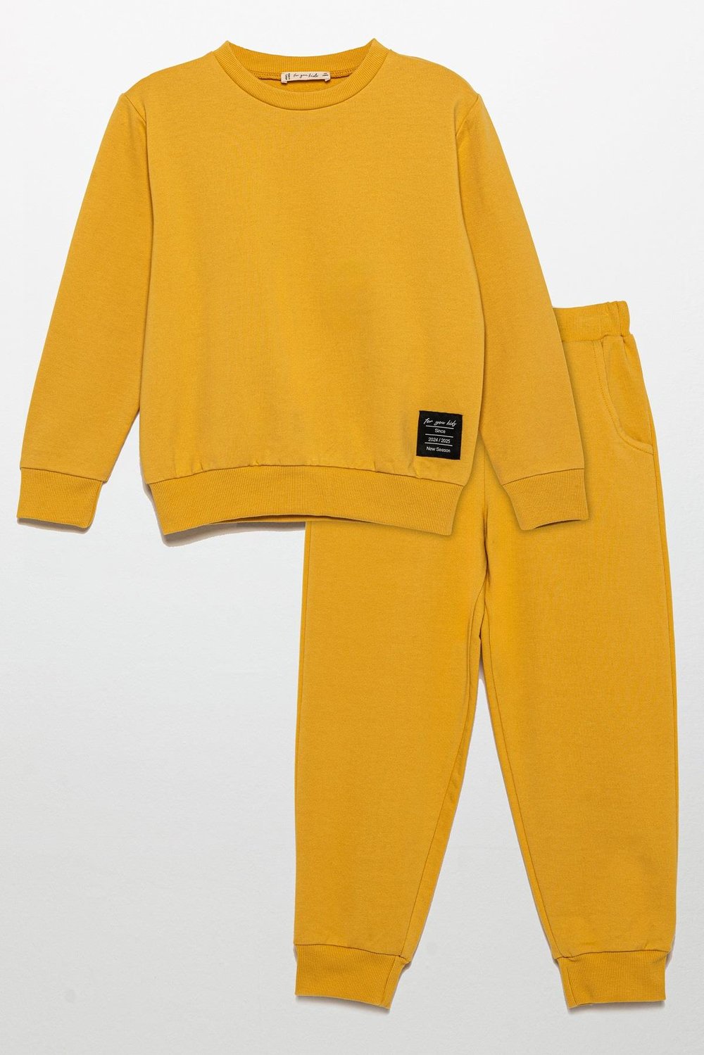 For You Kids Etiket Detaylı Sweatshirt Jogger Sarı Alt Üst Takım For You Kids Etiket Detaylı Sweatshirt Jogger Sarı Alt Üst Takım