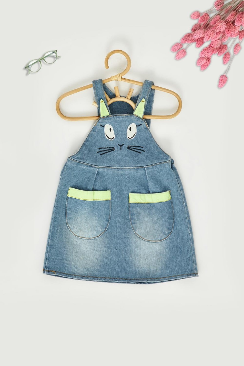 For You Kids Nakışlı Bahçivan Kot Etek  For You Kids Nakışlı Bahçivan Kot Etek 