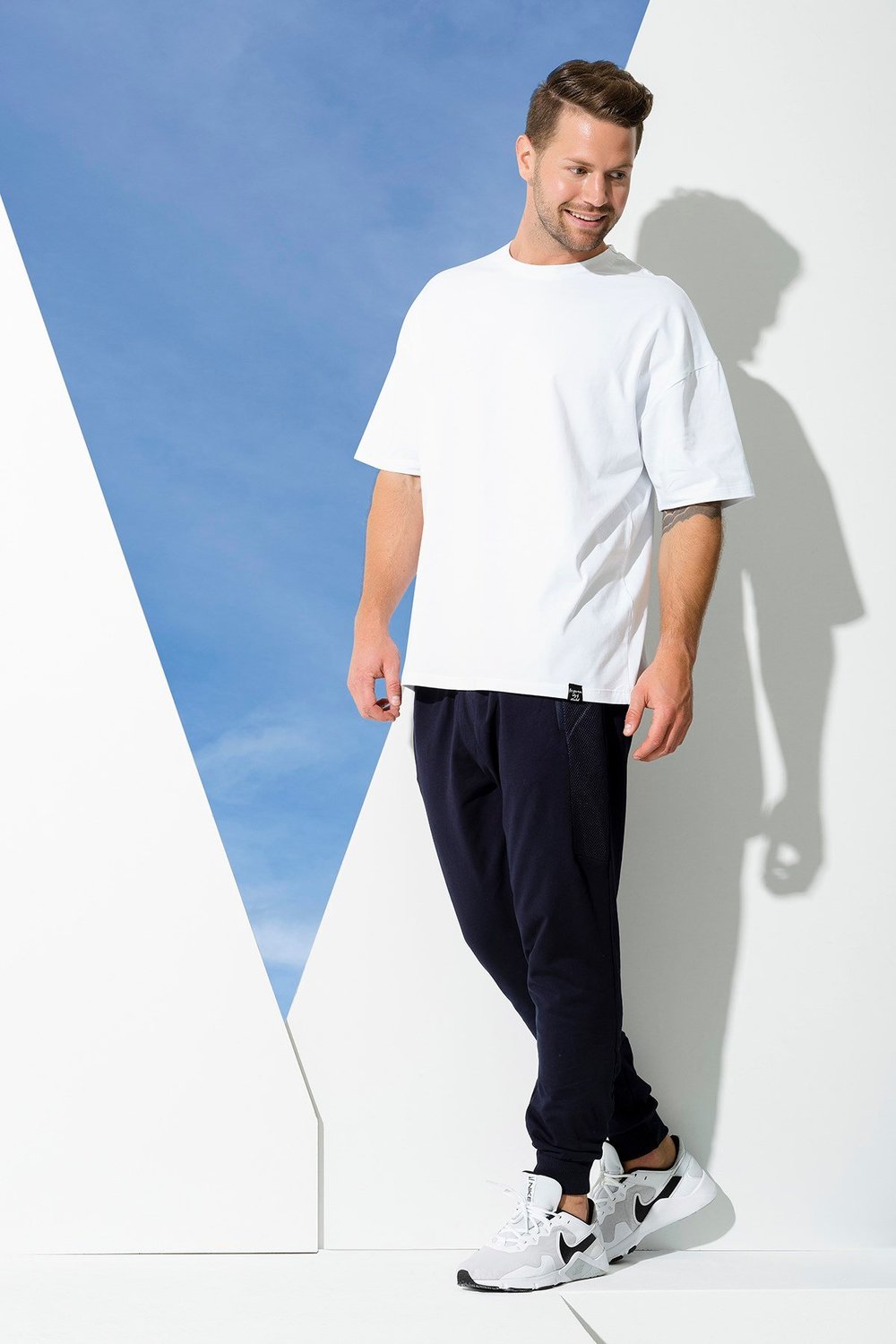 For You Man/For You Moda For You Man For You Man 2 li Pamuklu Yanı File Detay Tshırt Lacivert Joger Takım