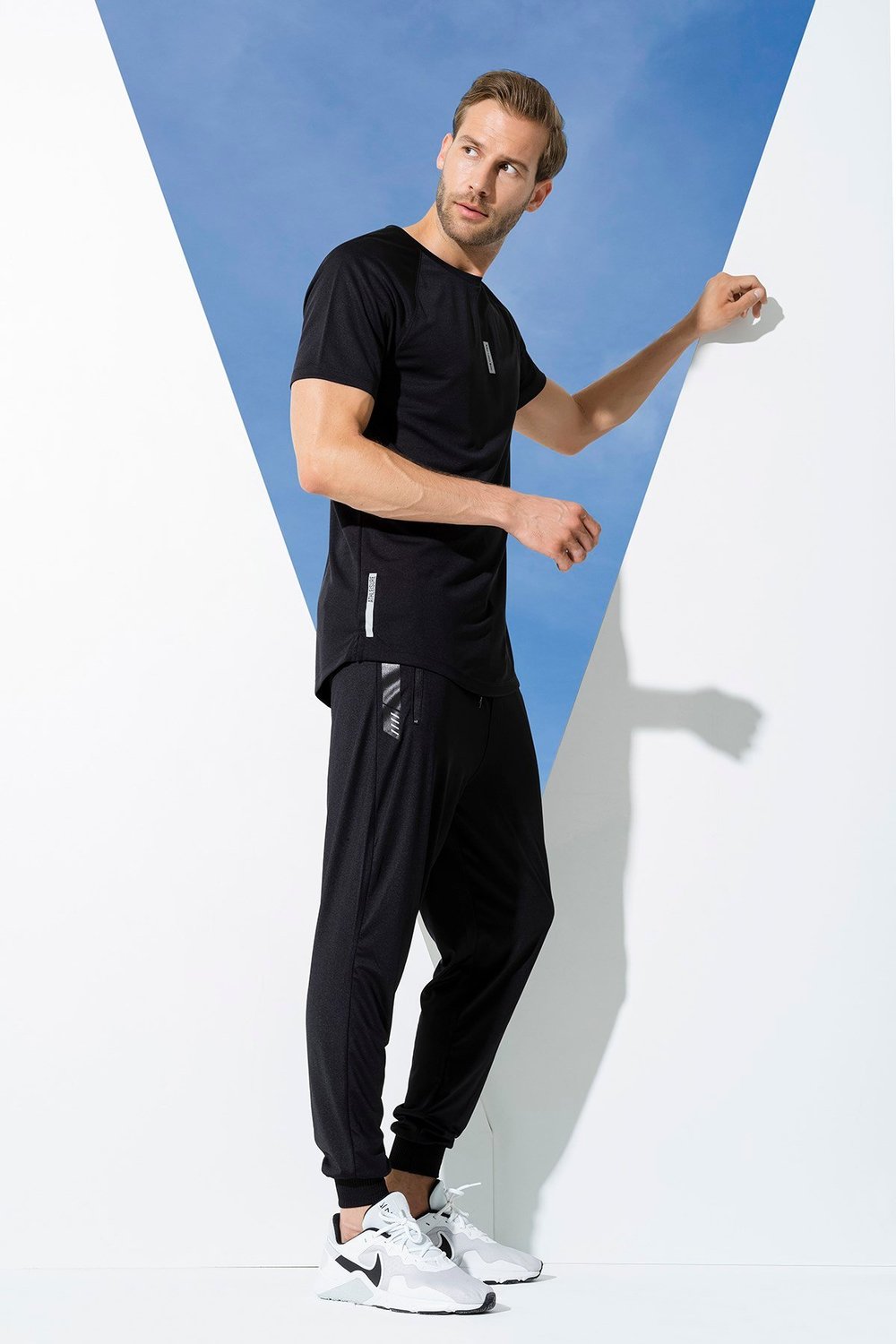 For You Man/For You Moda For You Man For You Man 2 li Reflektör Baskı Tshırt Siyah Jogger Takım