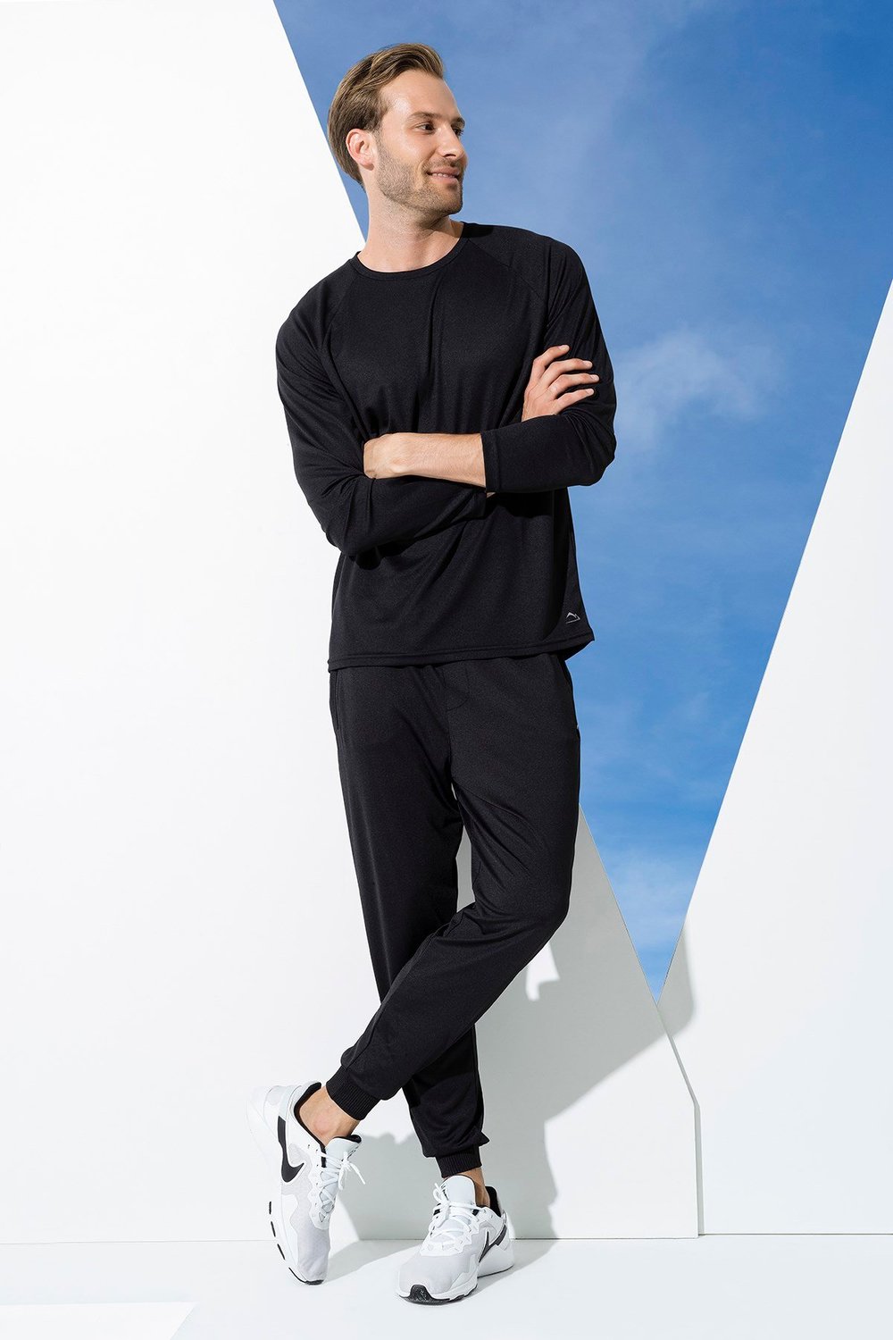 For You Man/For You Moda For You Man For You Man 2 li  Uzun Kol Reflektör Detay Tshırt Siyah Joger Takım