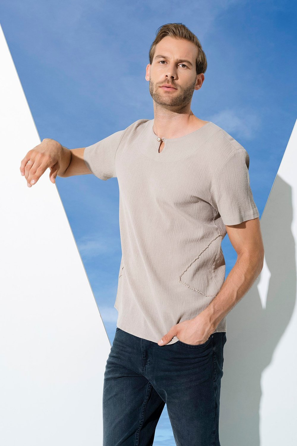 For You Man/For You Moda For You Man For You Man Organik Tek Düğme Kısakol Taş Gömlek