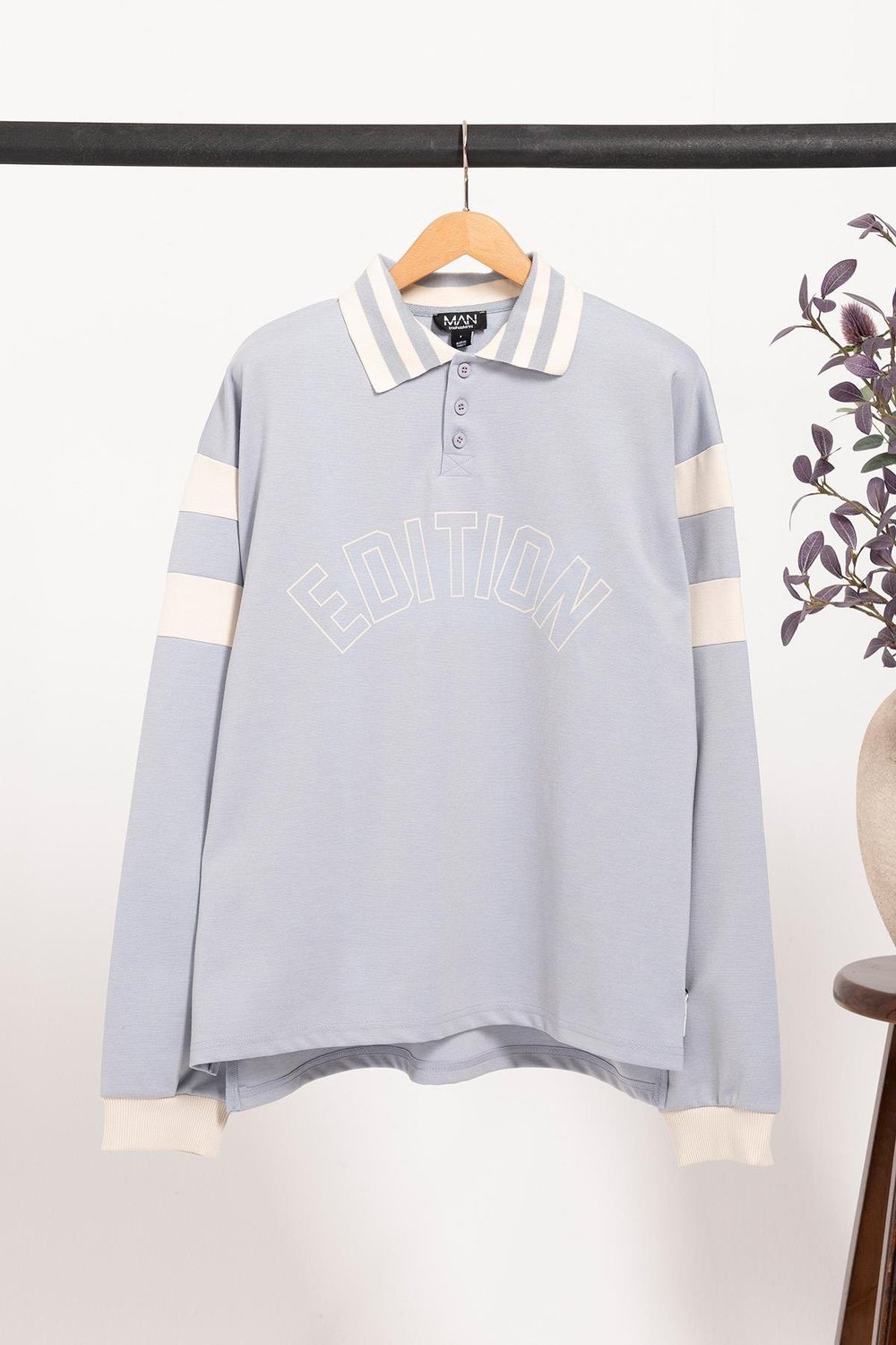 For You Man Oversize Rugby Polo Yaka Sweatshirt - Edition Baskılı | Mavi For You Man Oversize Rugby Polo Yaka Sweatshirt - Edition Baskılı | Mavi