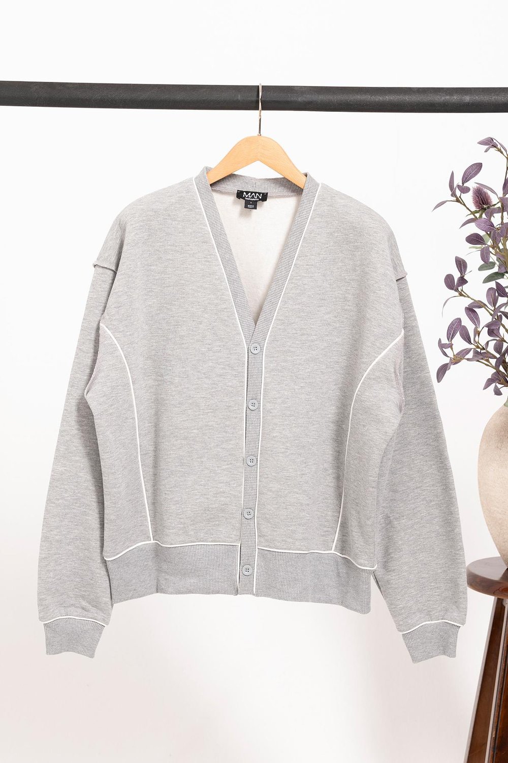 For You Man V Yaka Biyeli ve Düğmeli Erkek Hırka | Gri For You Man V Yaka Biyeli ve Düğmeli Erkek Hırka | Gri