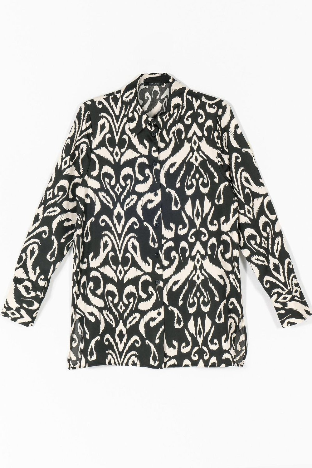 For You Modest Desenli Saten Modest Uzun Siyah Gömlek For You Modest Desenli Saten Modest Uzun Siyah Gömlek