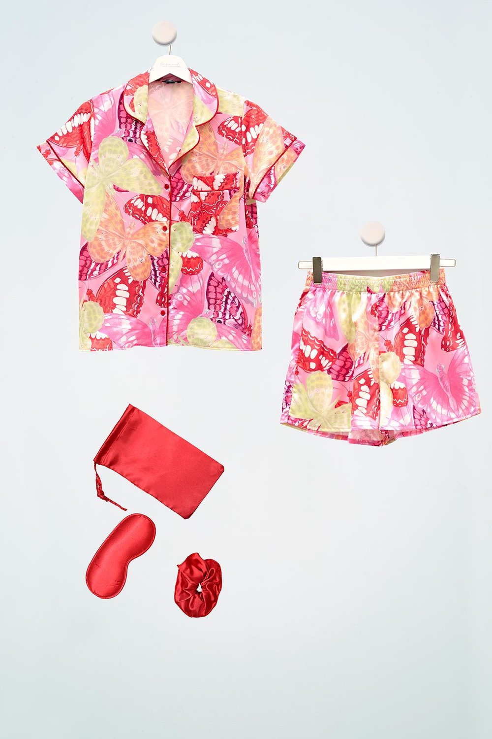 For You Sleepwear 5li Kelebek Desenli Saten Pijama Şort Takım For You Sleepwear For You Sleepwear 5li Kelebek Desenli Saten Pijama Takım