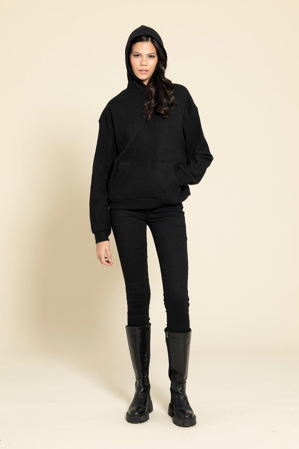 Oversize Kanguru Cepli Siyah Sweatshirt  For You Woman Oversize Kanguru Cepli Siyah Sweatshirt