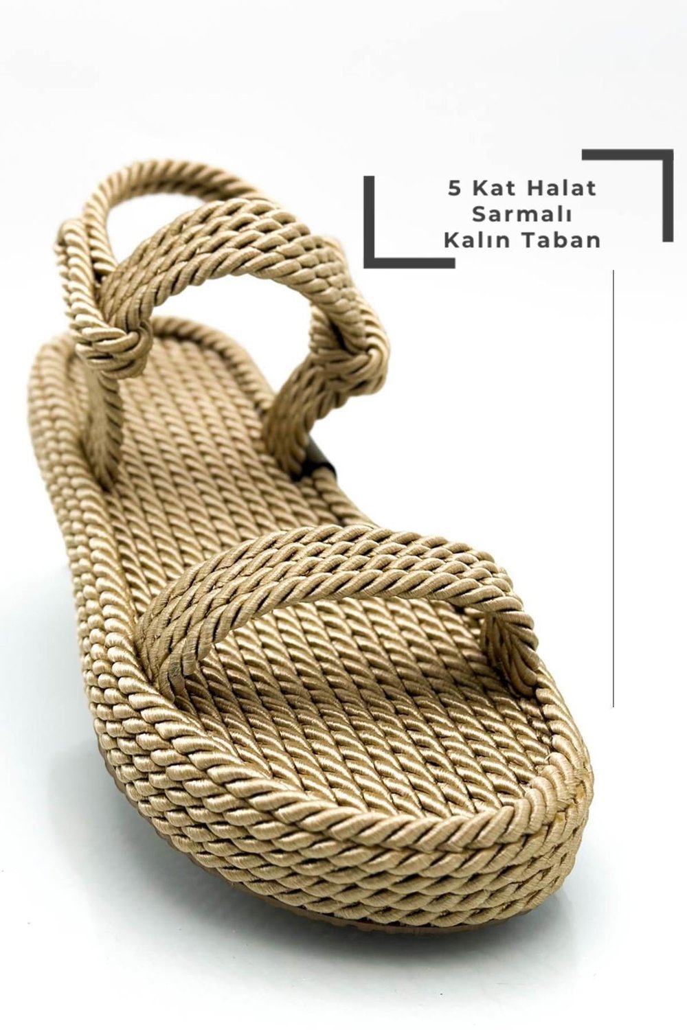 SERMODA , Sandalet , Beş Kat Sarmalı Halatlı Kadın Sandalet Yazlık Sandalet Nut