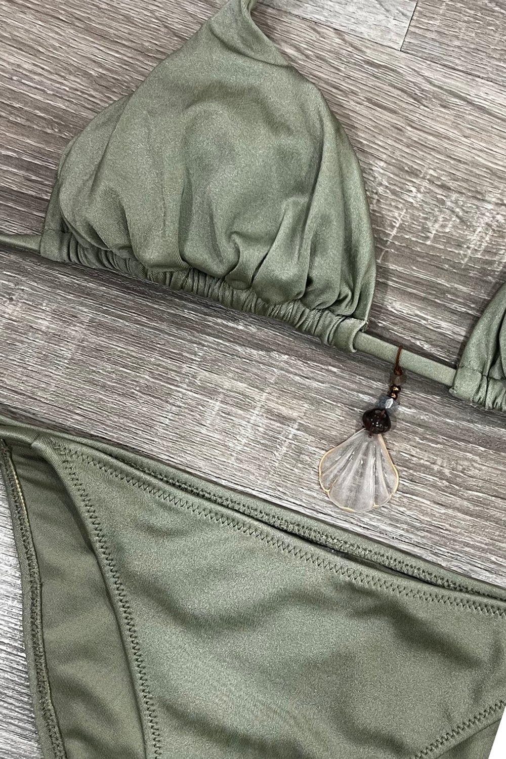 Vega Boncuklu Üçgen Bikini Takımı LM26103_GREEN