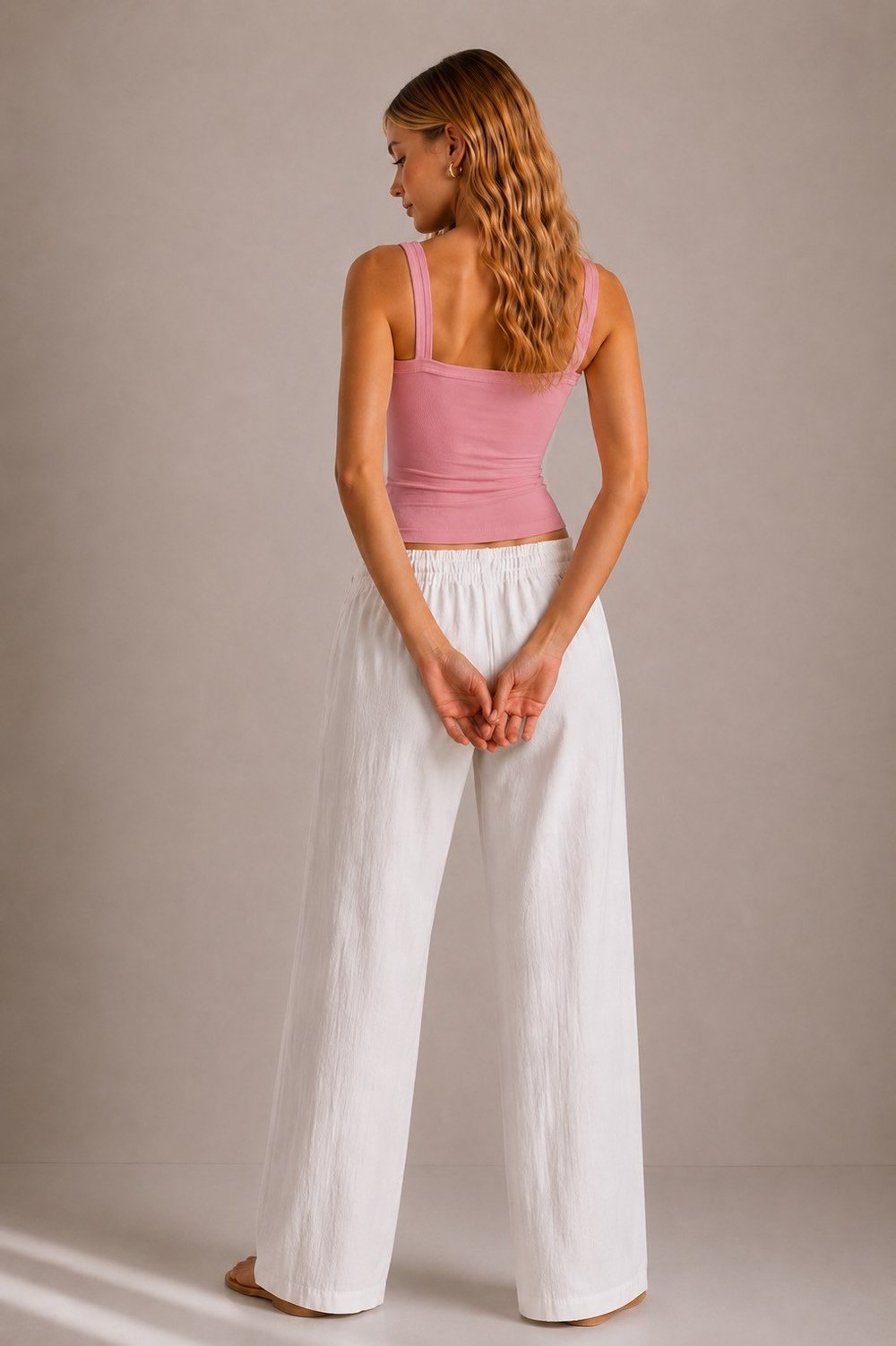 Pembe Ribana Askılı Top-Slim Fit Kadın Atlet