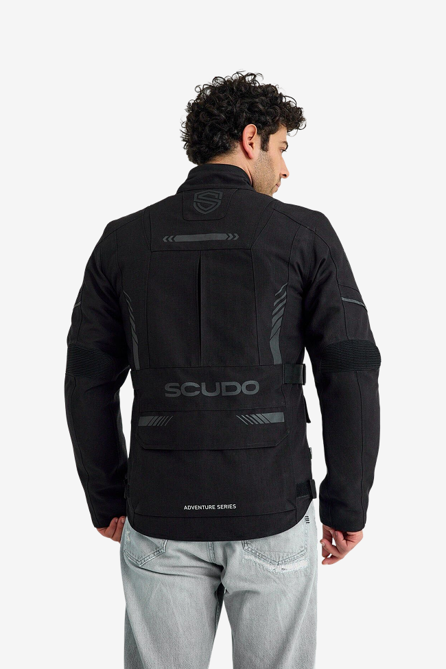 Scudo Alaska Oxford Siyah Kışlık Erkek Motosiklet Montu
