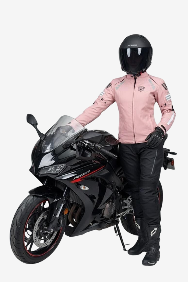 Scudo Lyon Pembe 4 Mevsim Kadın Motosiklet Montu