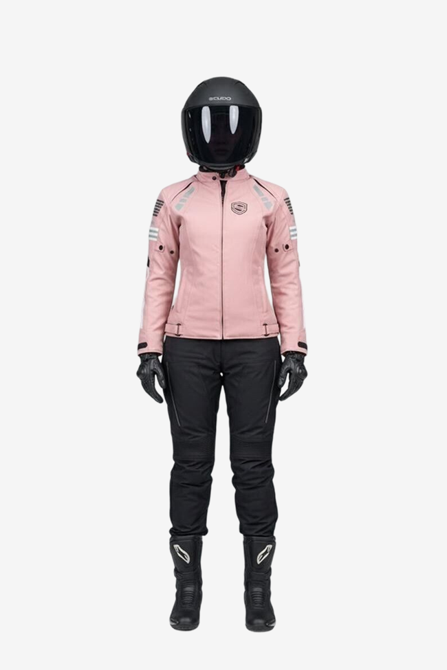 Scudo Lyon Pembe 4 Mevsim Kadın Motosiklet Montu