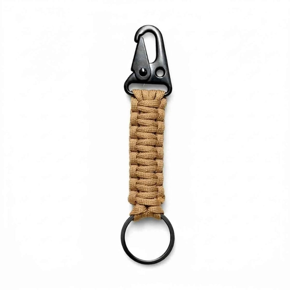 Askeri Karabinalı Paracord Anahtarlık ve Çanta Askısı Çöl Rengi