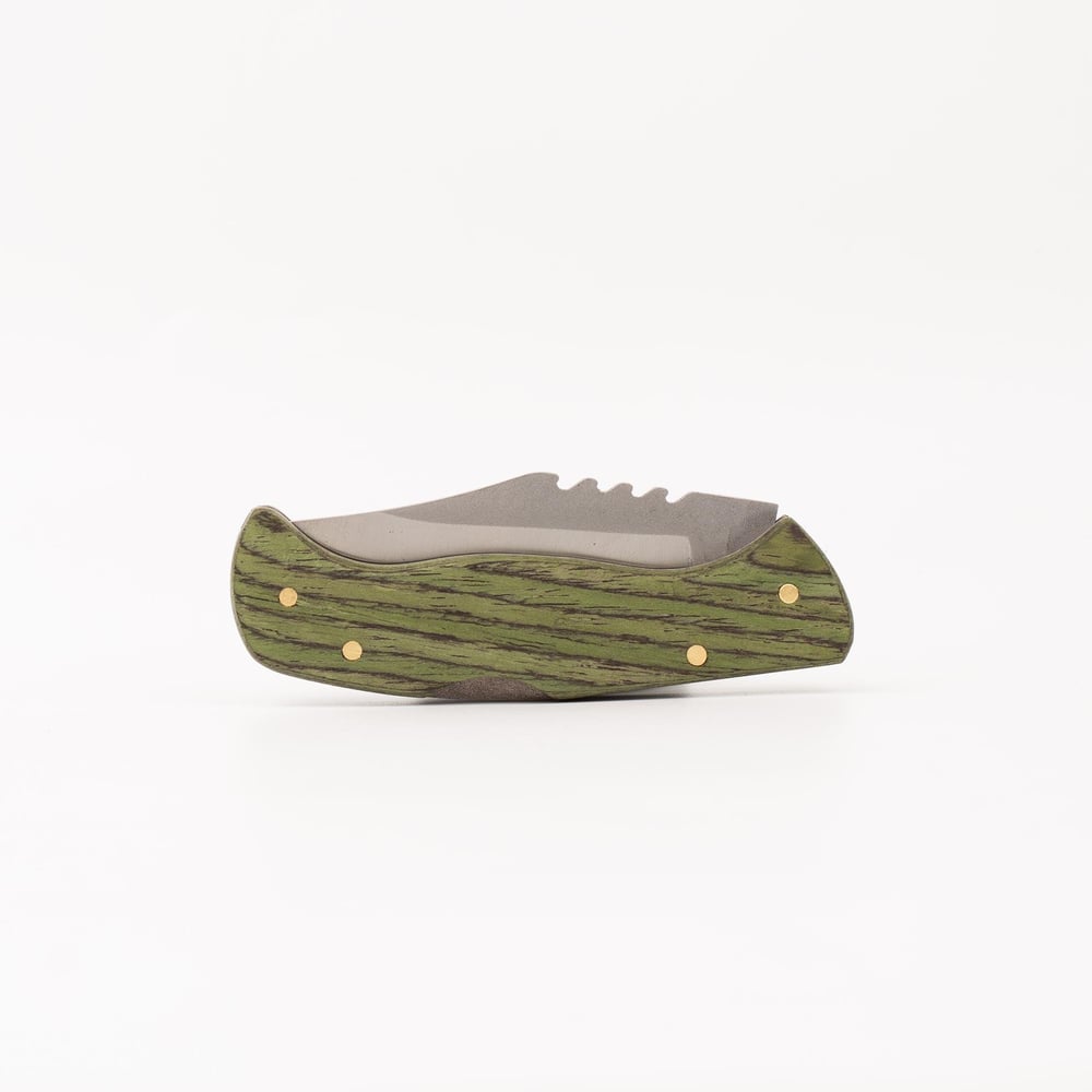 Çakı Katlanır Bıçak 4034 Alman Çelik Kilitli Ağaç Kabze-Yeşil