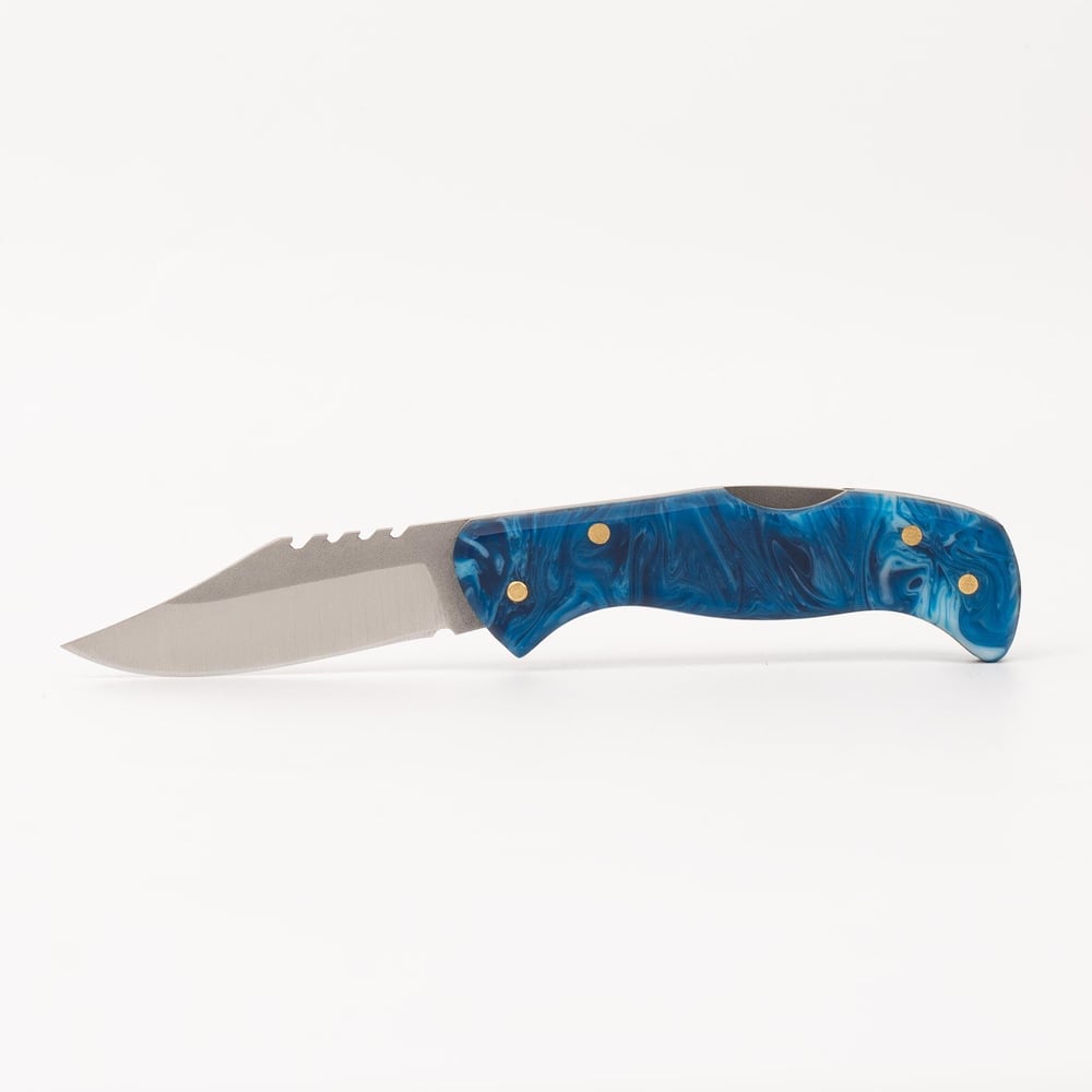 Çakı Katlanır Bıçak 4034 Alman Çelik Kilitli Epoksi Kabze-Mavi