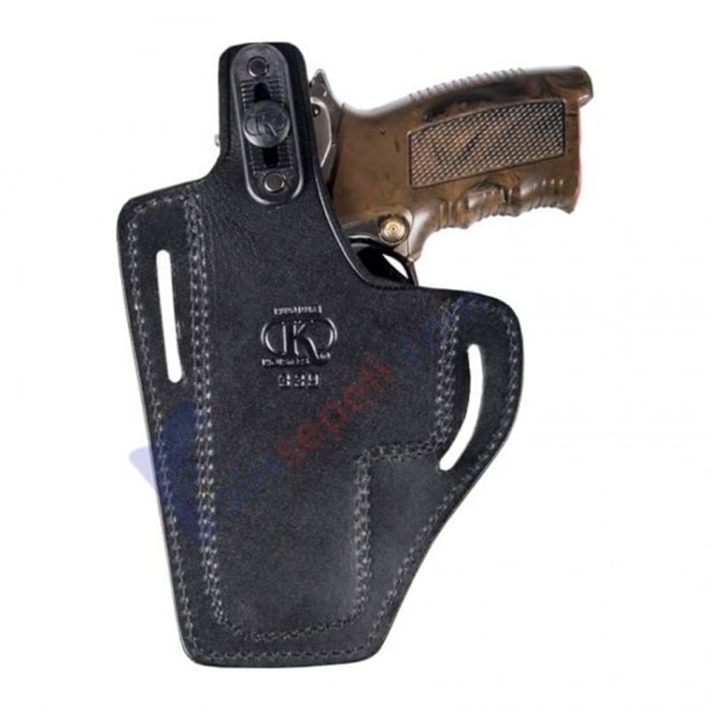 Canik 55 Horozlu Seri Deri Tabanca Kılıfı Siyah Baskılı Kapalı