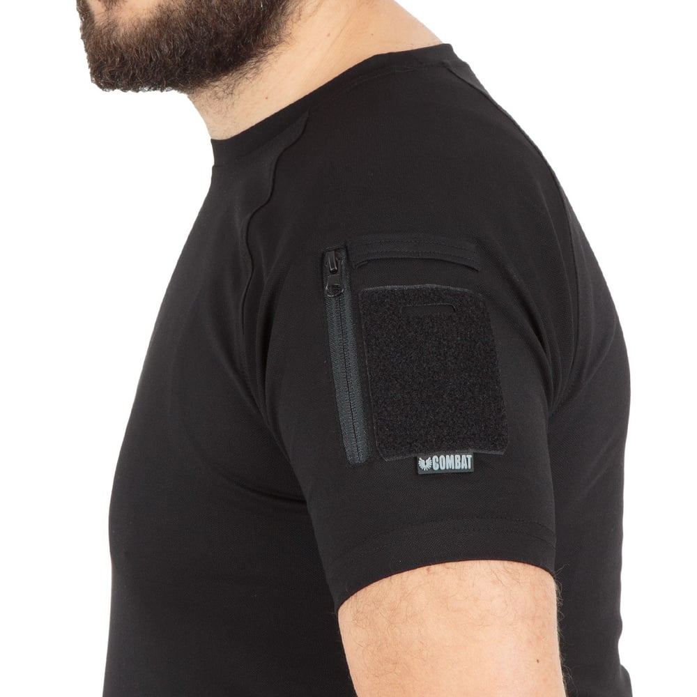 Combat Tactical Bisiklet Yaka Kısa Kollu Taktik Tişört Siyah 801 Pike