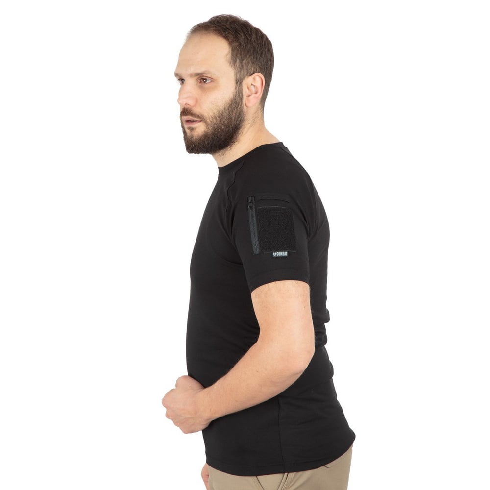 Combat Tactical Bisiklet Yaka Kısa Kollu Taktik Tişört Siyah 801 Pike