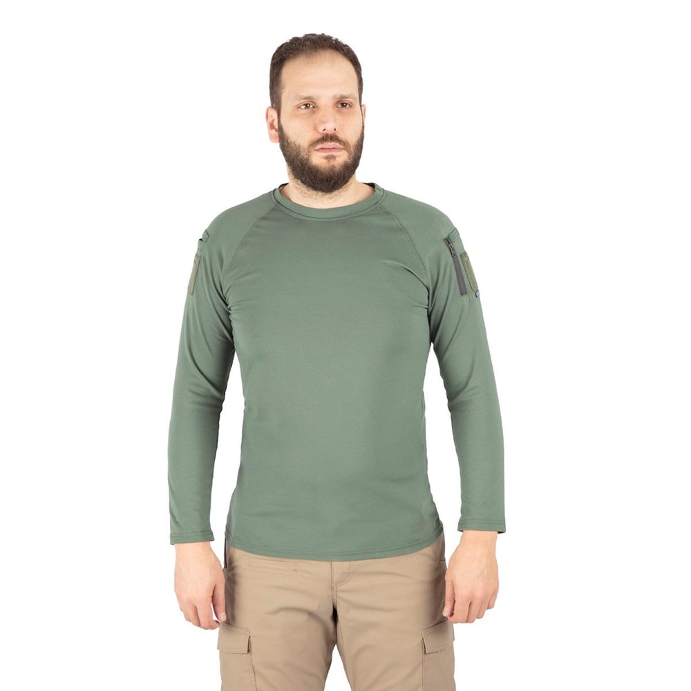 Combat Tactical Bisiklet Yaka Uzun Kollu Taktik Tişört Haki 801 Pike