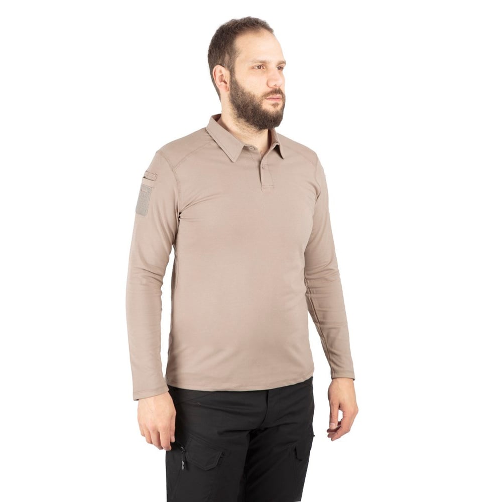 Combat Tactical Polo Yaka Uzun Kollu Taktik Tişört Bej 802 Pike
