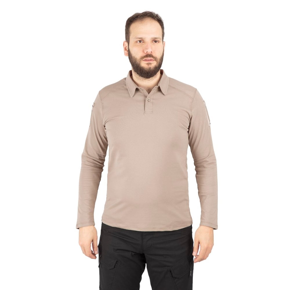 Combat Tactical Polo Yaka Uzun Kollu Taktik Tişört Bej 802 Pike