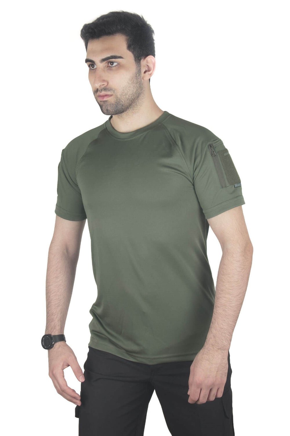 Bisiklet Yaka Taktik Tişört Kısa Kollu Haki