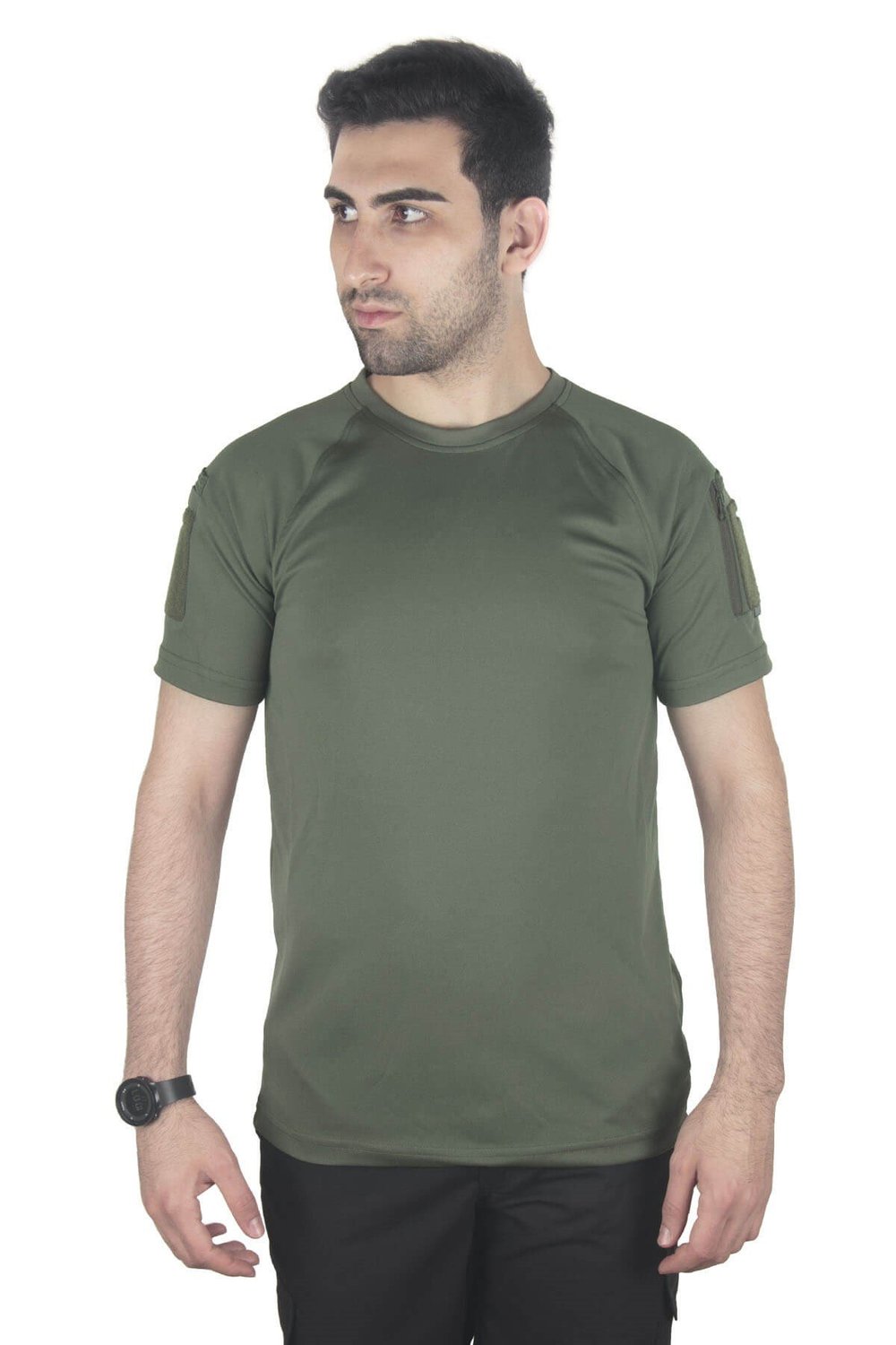 Bisiklet Yaka Taktik Tişört Kısa Kollu Haki