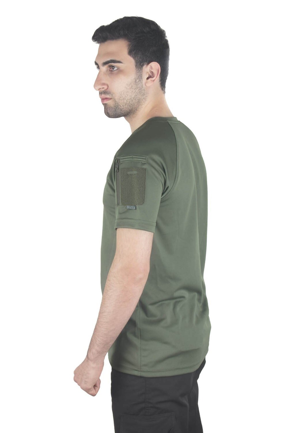 Bisiklet Yaka Taktik Tişört Kısa Kollu Haki