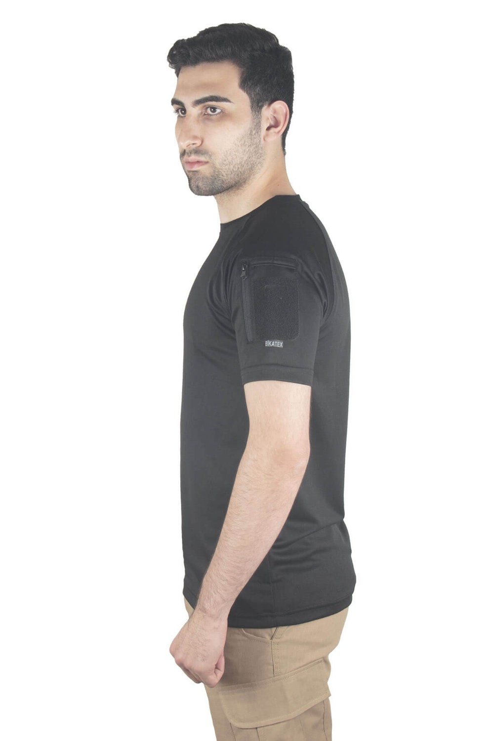 Bisiklet Yaka Taktik Tişört Kısa Kollu Siyah