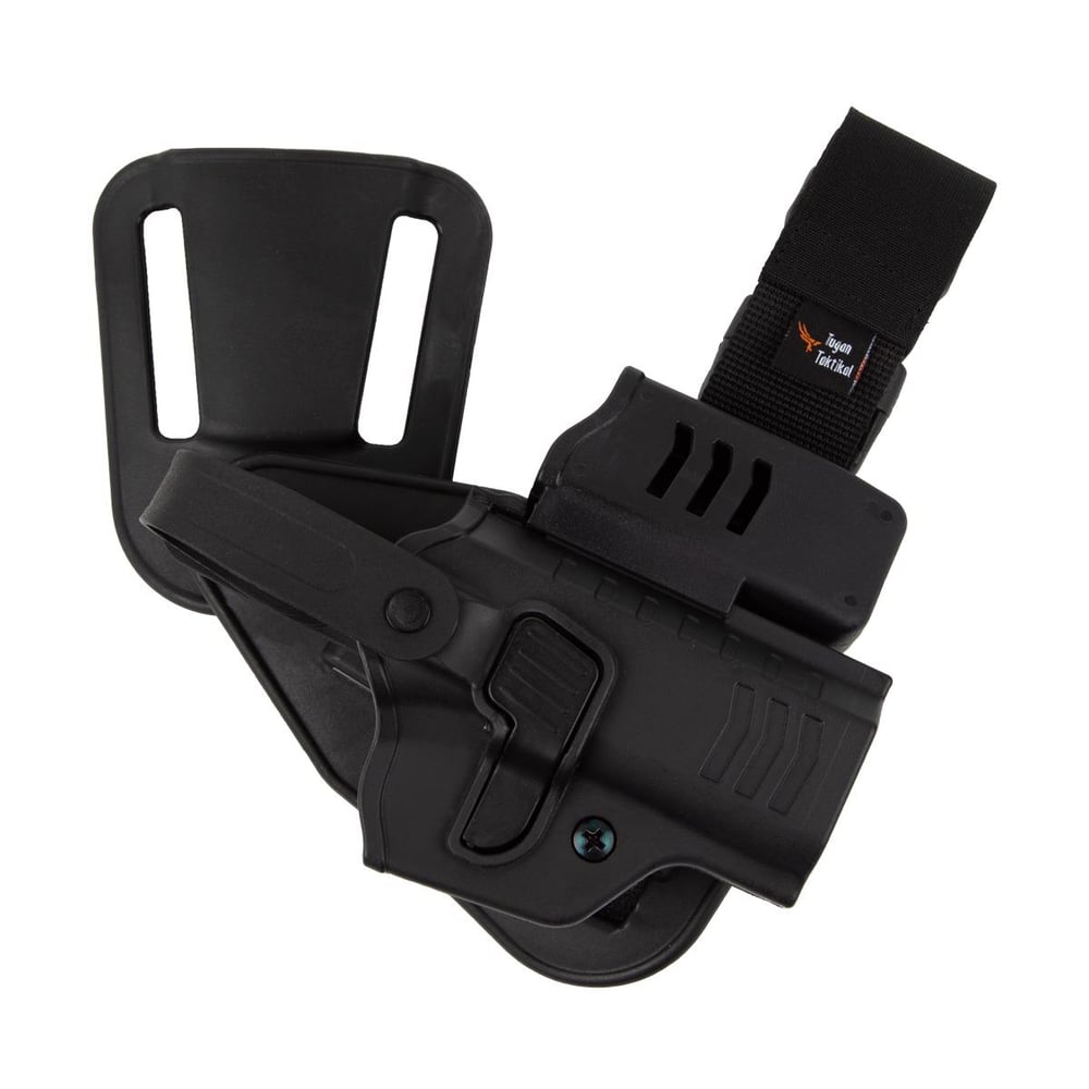 To Gun Holster CZ 75B Alçak Taşıma Tabanca Kılıfı Seviye 2 Önü Şarjörlüklü Siyah