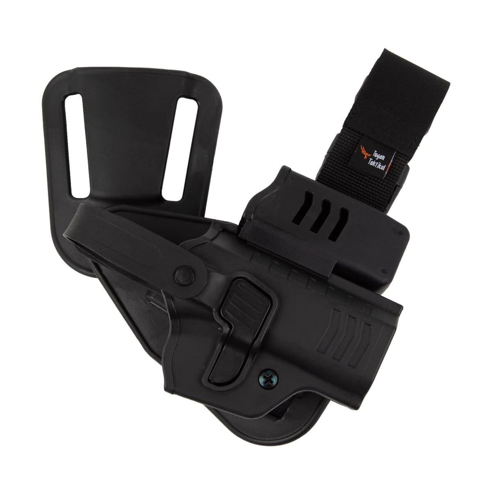To Gun Holster Sarsılmaz K2 (9mm) Alçak Taşıma Tabanca Kılıfı Seviye 2 Önü Şarjörlüklü Siyah