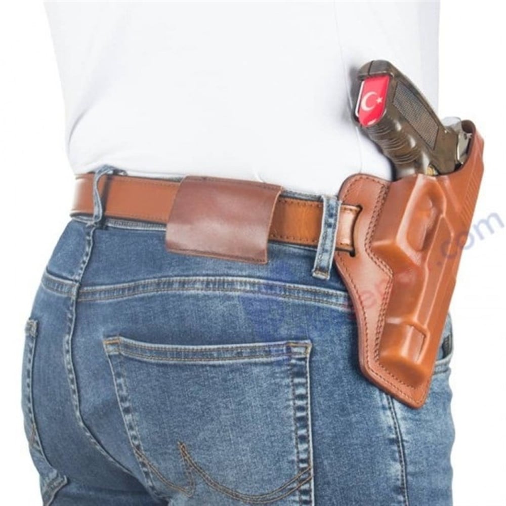 CZ 75B Deri Tabanca Kılıfı Kahverengi Baskılı Kapalı