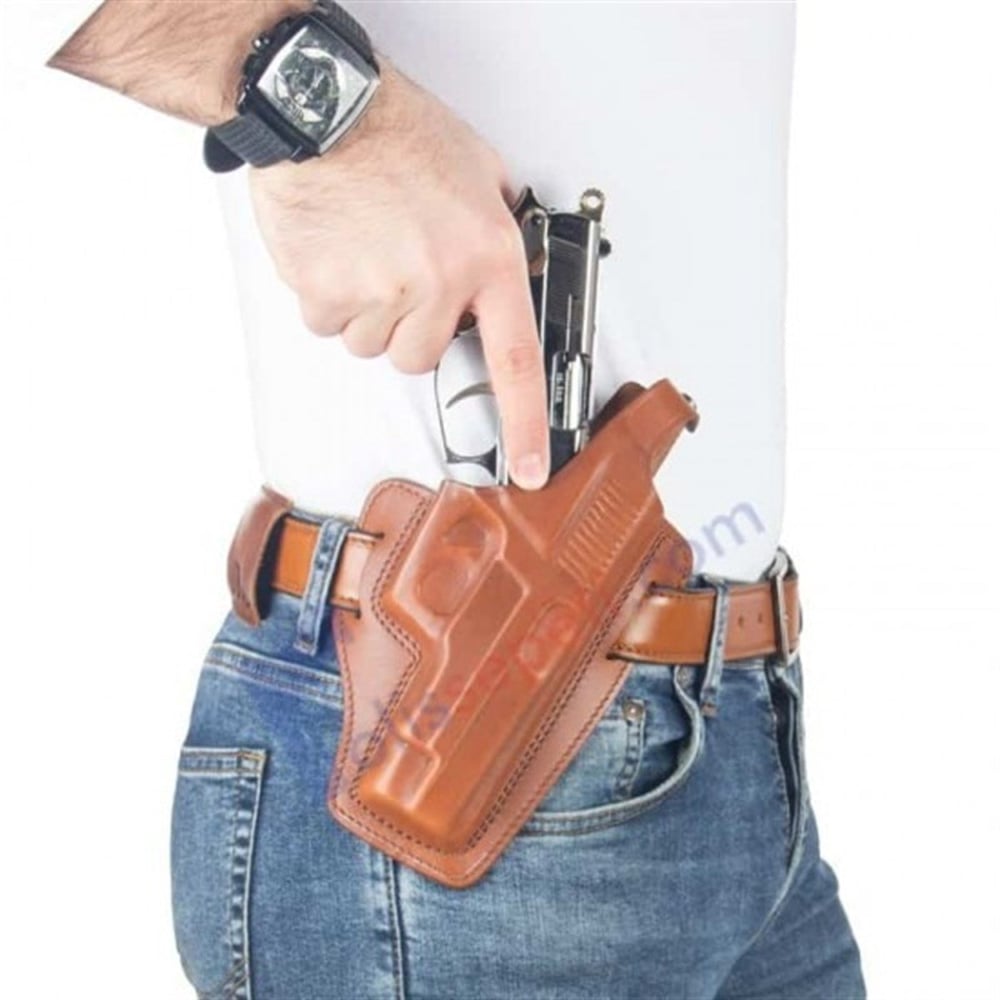 CZ 75B Deri Tabanca Kılıfı Kahverengi Baskılı Kapalı