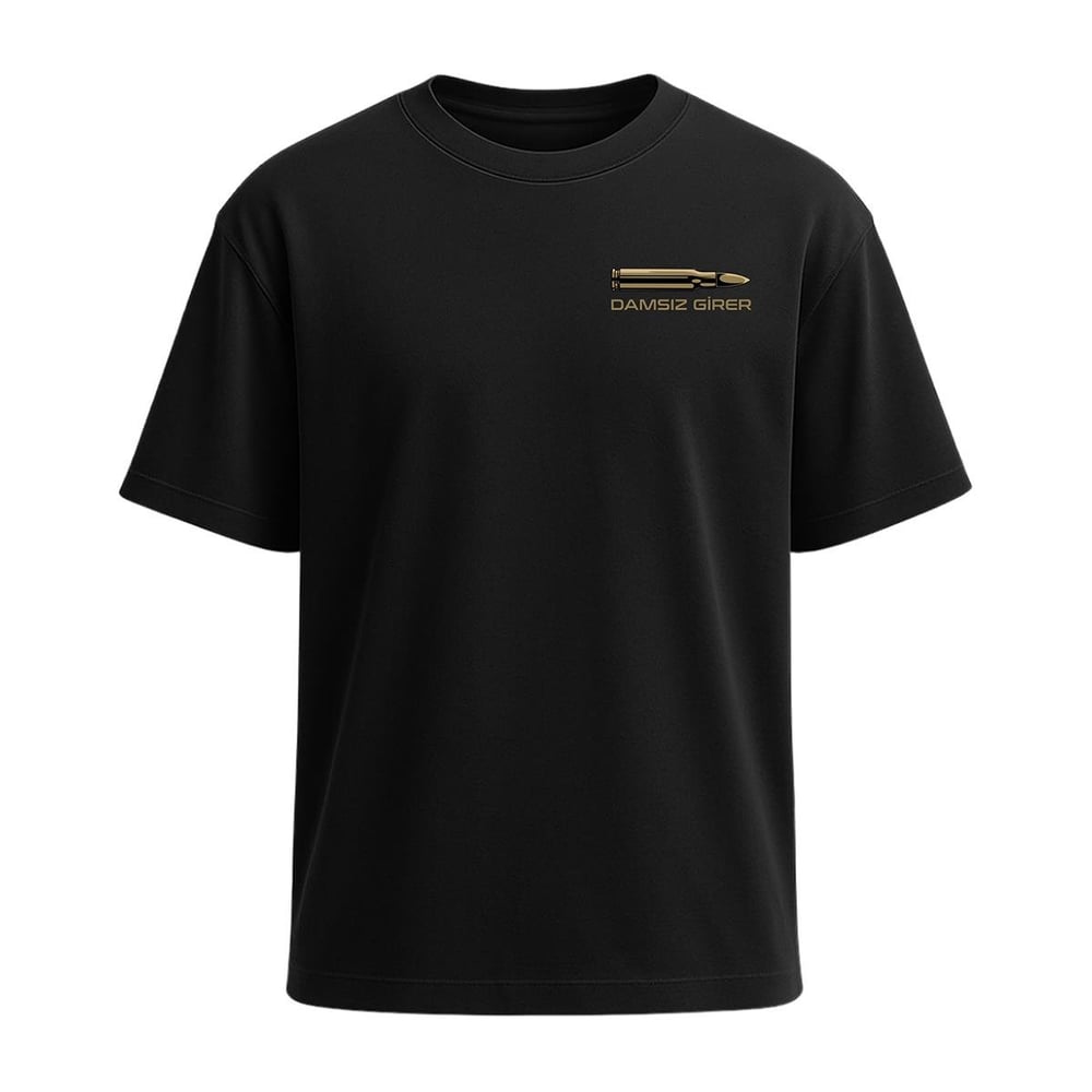 Damsız Girer 7.62mm Baskılı Tişört Siyah