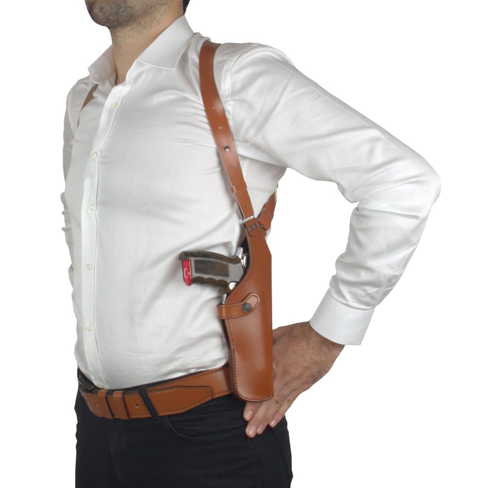 Dik Deri Koltuk Altı Tabanca Kılıfı Taba-Universal